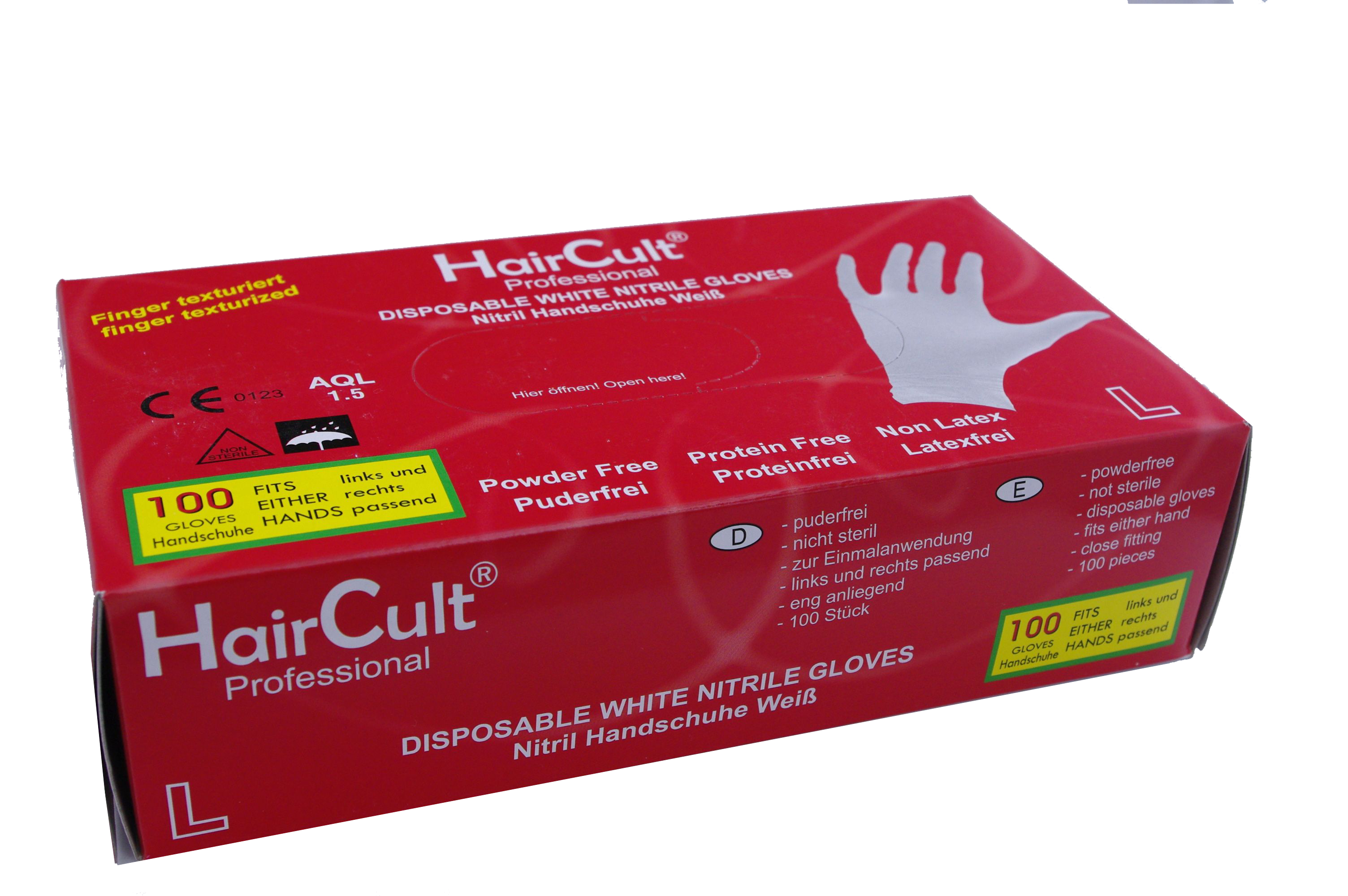 HairCult Professional Nitrile Gloves WHITE 100 St. Large